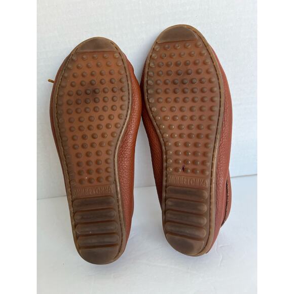 Minnetonka Moccasin Bow Loafer Chestnut Brown Leather Slip On Driving Shoes 8.5 - Picture 10 of 10